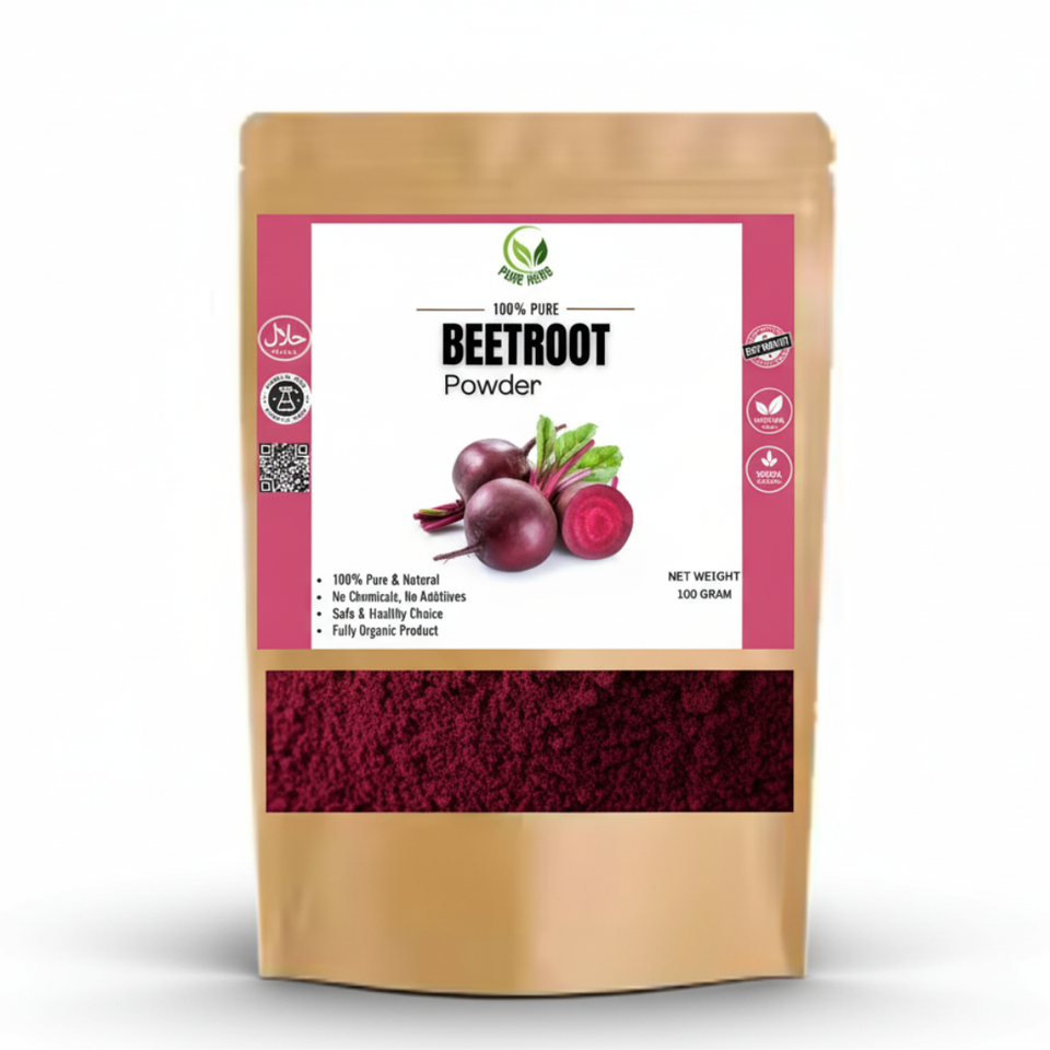 Pure Herbs Beetroot Powder – 100% Natural Skin Glow & Lip Tint Powder (100g)