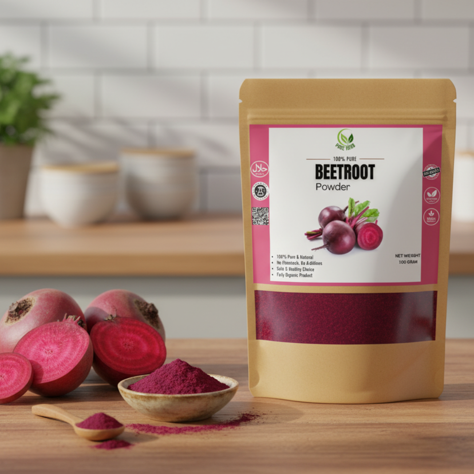 Pure Herbs Beetroot Powder – 100% Natural Skin Glow & Lip Tint Powder (100g)