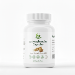 Pure Herbs Ashwagandha Capsules – 60 Capsules Pack | Organic Ashwagandha Root Extract for Stress Relief, Energy & Strength