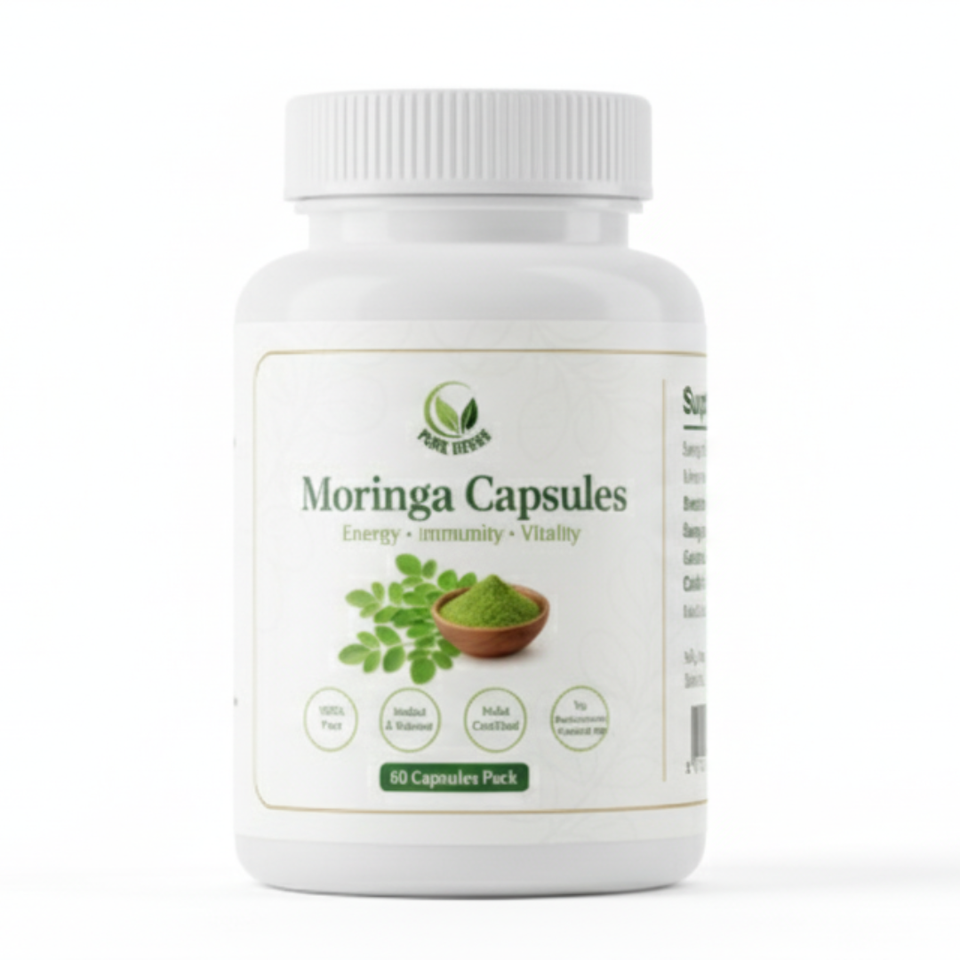 Moringa Capsules 60 Count – 100% Pure Herbal Moringa Leaf Extract | Boost Energy, Strength & Immunity
