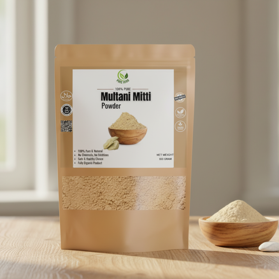 Pure Herbs Multani Mitti Powder – 100% Natural Deep Cleansing & Oil Control Clay (100g)