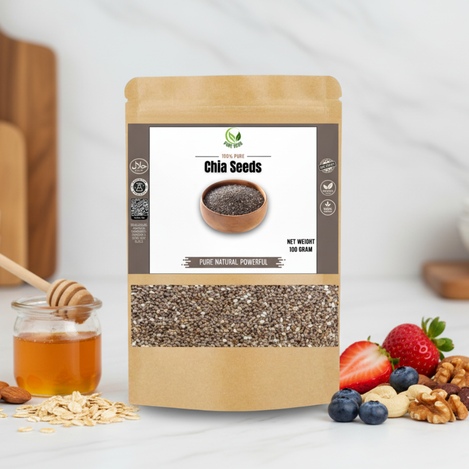 Chia Seeds – 100% Natural Superfood for Energy, Digestion & Weight Management | 100g Pack