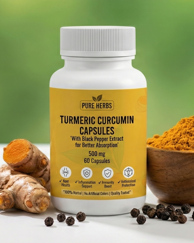 Turmeric Curcumin Capsules 500 mg With Black Pepper Extract for Better Absorption 60 Capsules | 100% Herbal Supplement