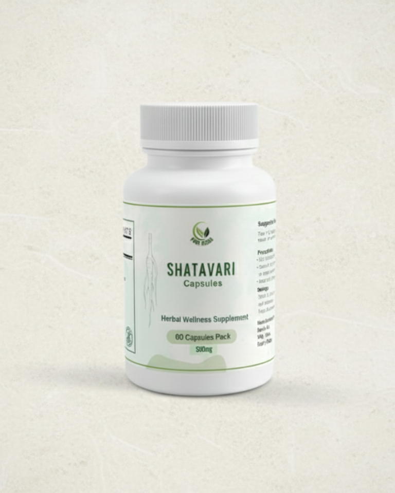 Bottle of Shatavari capsules on a light background