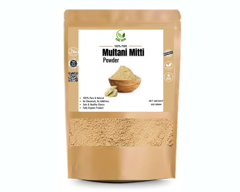 Pure Herbs Multani Mitti Powder – 100% Natural Deep Cleansing & Oil Control Clay (100g)