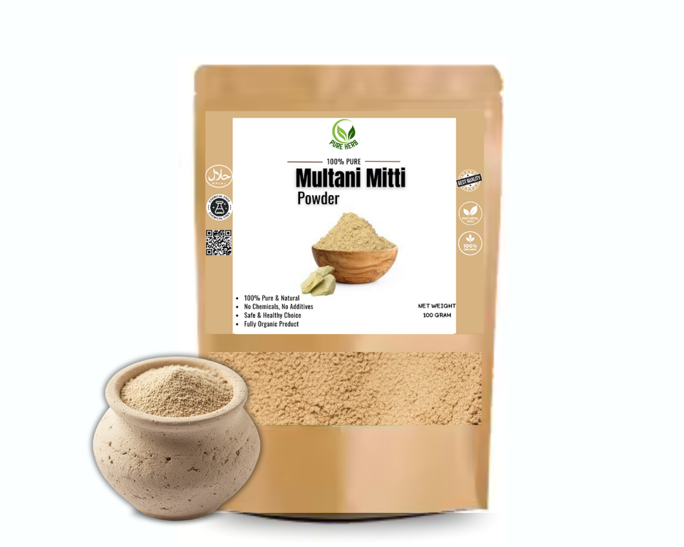Pure Herbs Multani Mitti Powder – 100% Natural Deep Cleansing & Oil Control Clay (100g)