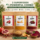 Pure Herbs Glow Combo – Beetroot, Orange Peel & Pomegranate Peel Powder (3 x 100g) | 100% Natural Face Pack Trio