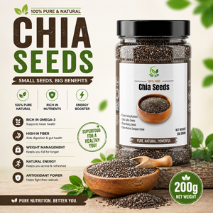 Chia Seeds 200g – 100% Pure & Natural Superfood for Energy, Weight Management & Wellness