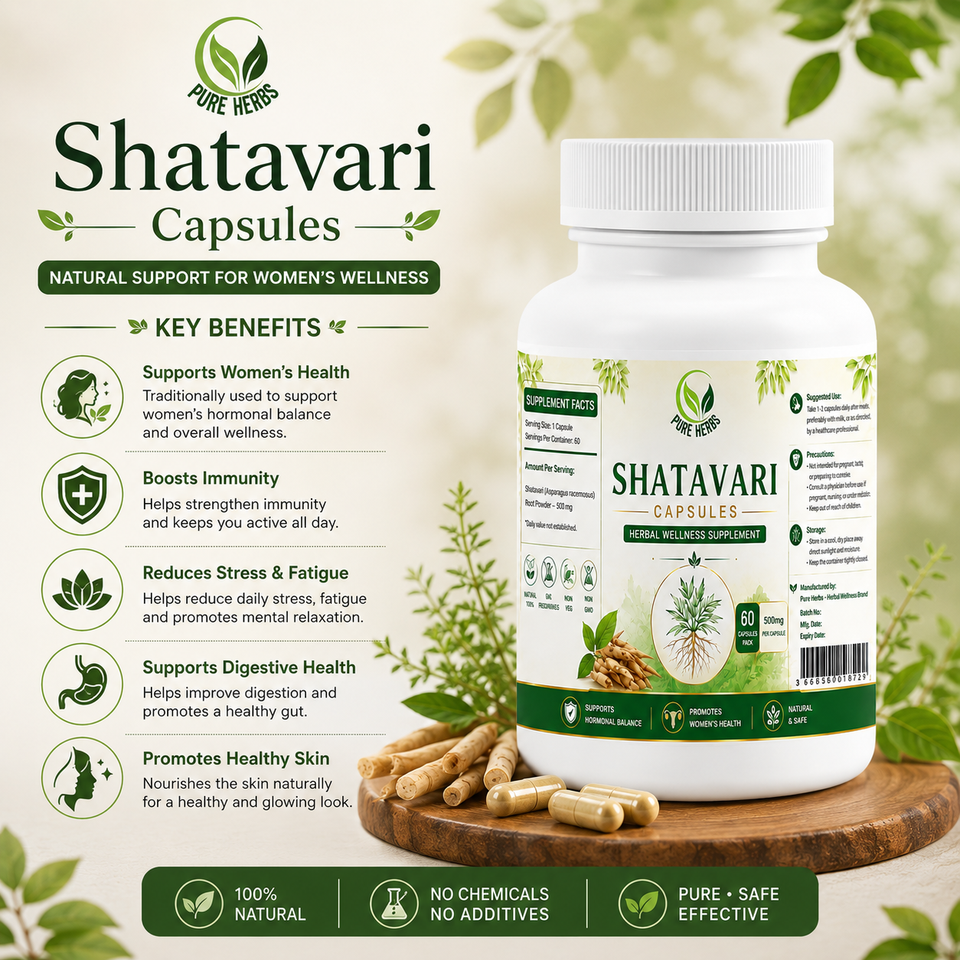 Shatavari Capsules 60s | Natural Hormonal Balance & Women’s Wellness Supplement