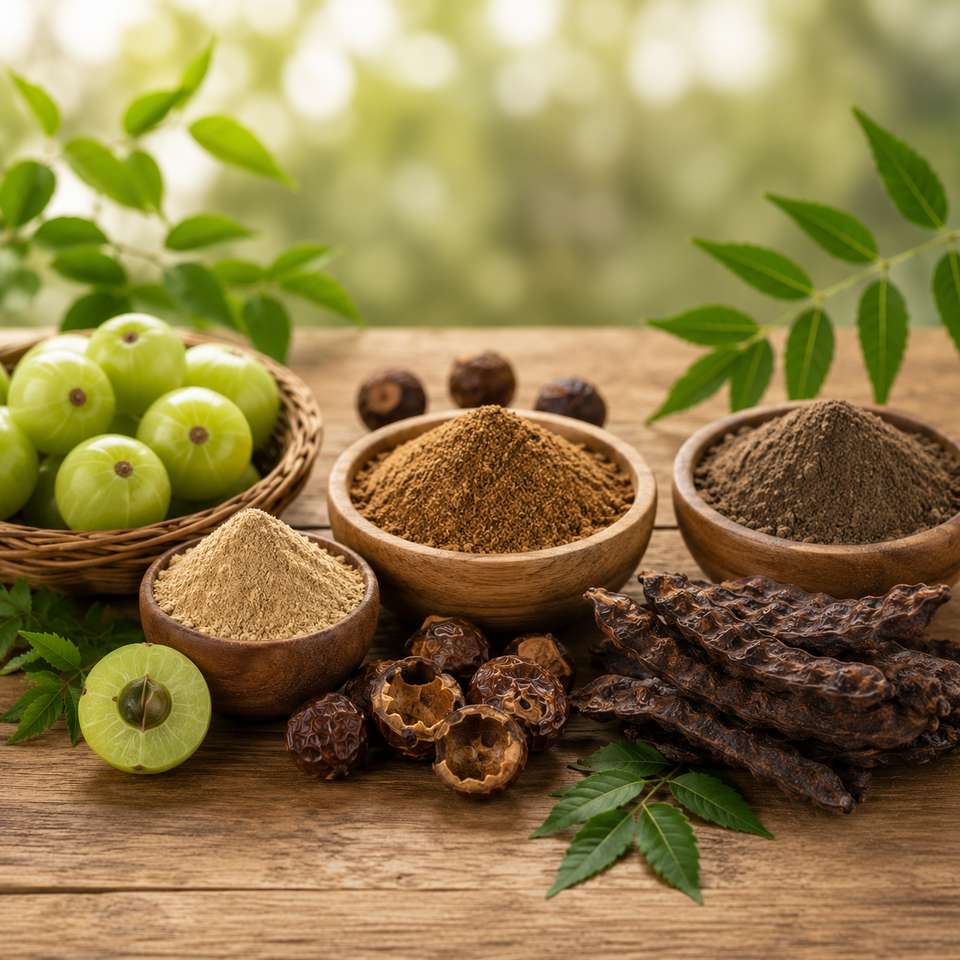 3-in-1 Herbal Hair Care Combo – Amla, Reetha & Shikakai Powder