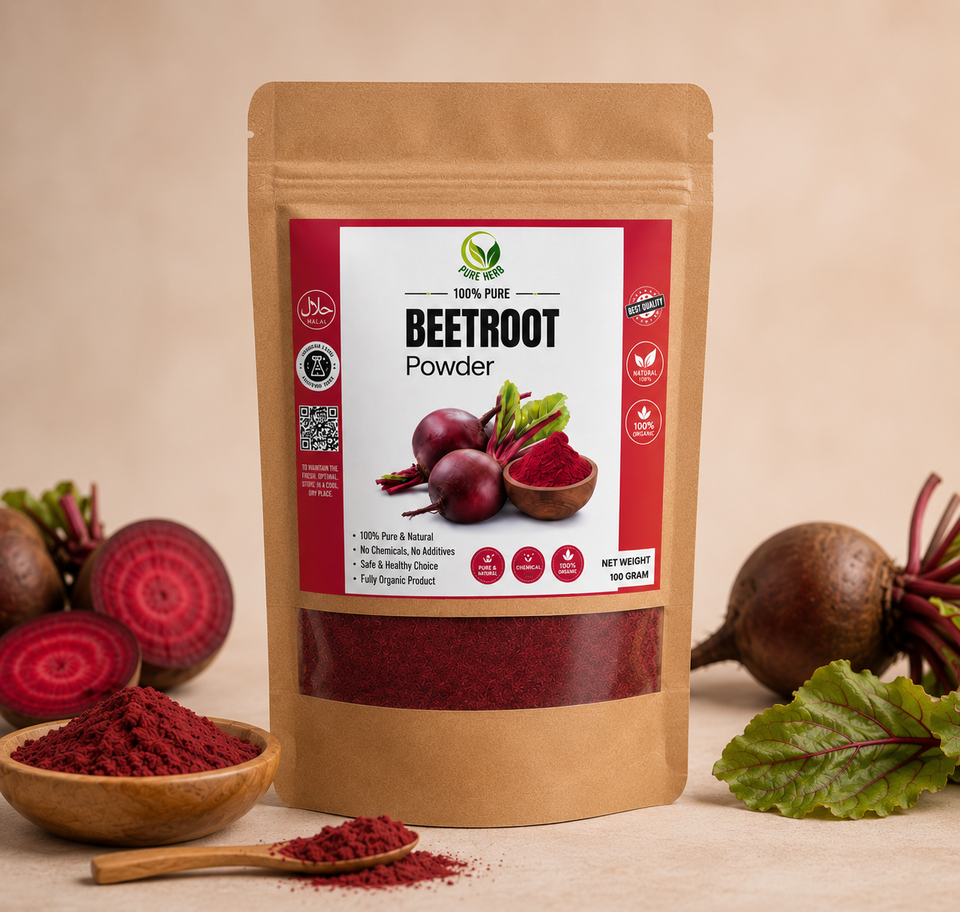 Pure Herbs Beetroot Powder – 100% Natural Skin Glow & Lip Tint Powder (100g)