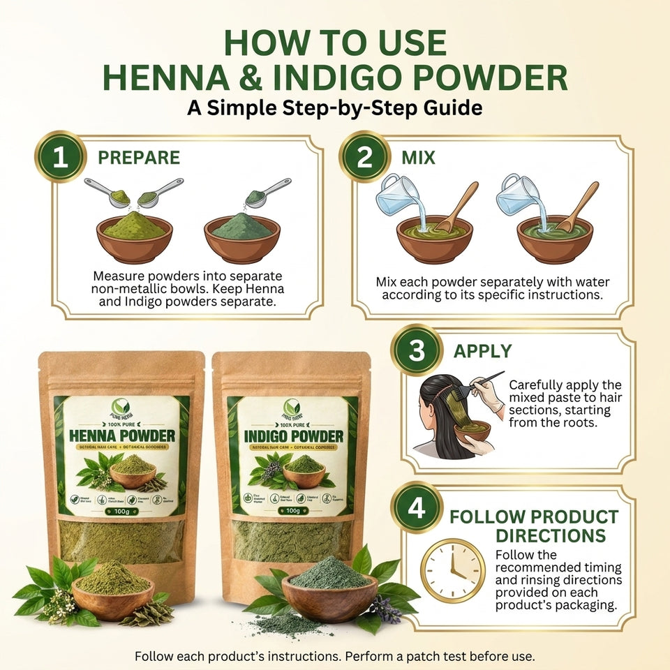 Natural Hair Colour Duo – Henna & Indigo Powder 2 x 100g