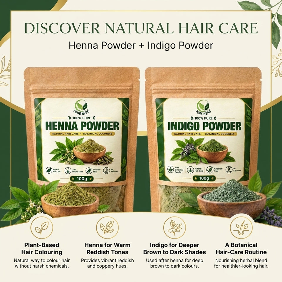 Natural Hair Colour Duo – Henna & Indigo Powder 2 x 100g