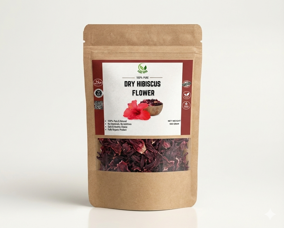 Dry Hibiscus Flower 50g | Hibiscus Flower Dry | Natural Hibiscus Leaves | Premium Quality Dry Hibiscus for Tea & Hair Care