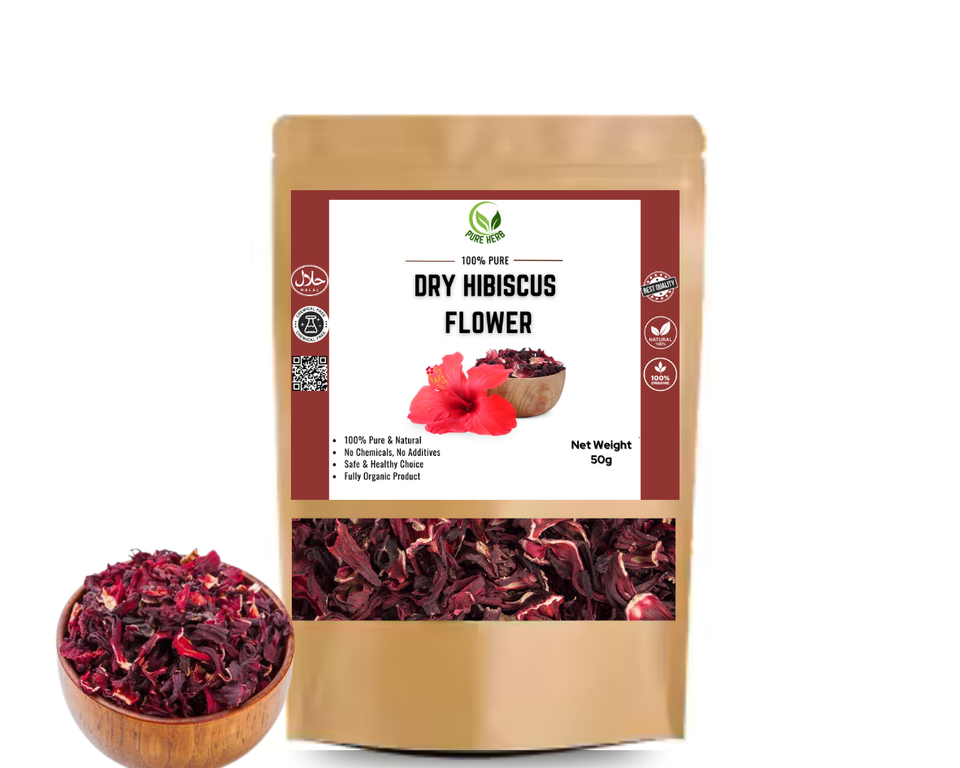 Dry Hibiscus Flower 50g | Hibiscus Flower Dry | Natural Hibiscus Leaves | Premium Quality Dry Hibiscus for Tea & Hair Care