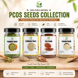 PCOS Seed Cycling Kit – 4 Premium Seeds for Hormonal Balance | Flax, Pumpkin, Sesame & Sunflower Seeds | 150g Each | Natural Seeds for Seed Cycling