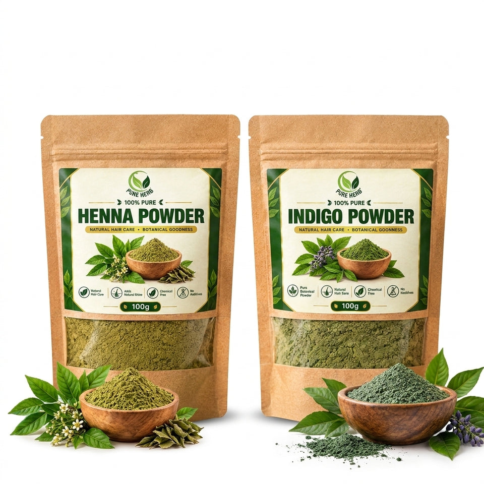 Natural Hair Colour Duo – Henna & Indigo Powder 2 x 100g
