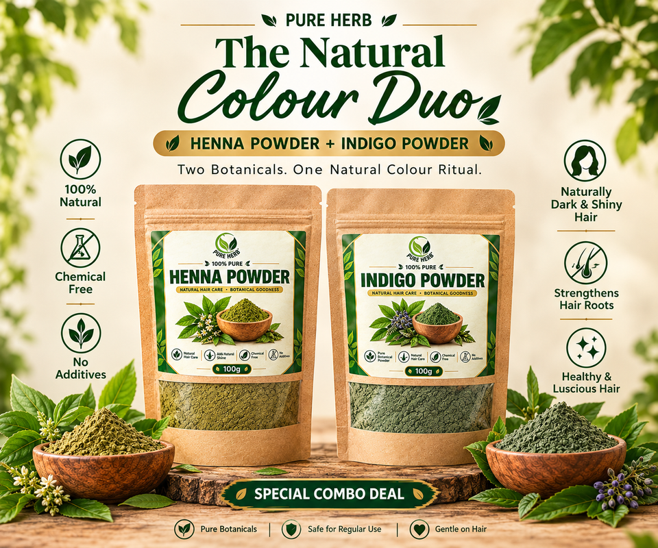 Natural Hair Colour Duo – Henna & Indigo Powder 2 x 100g