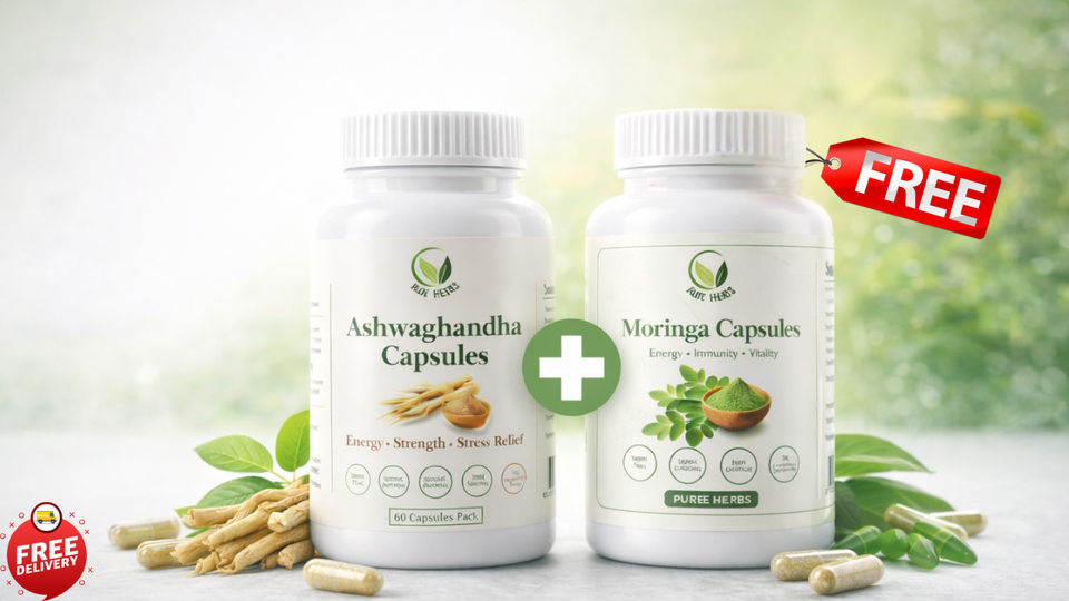 Stress Relief + Energy Booster Combo (Ashwagandha + FREE Moringa)