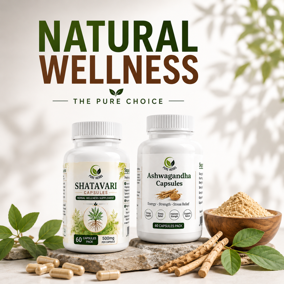 Shatavari + Ashwagandha Wellness Combo — 500mg | 60+60 Capsules